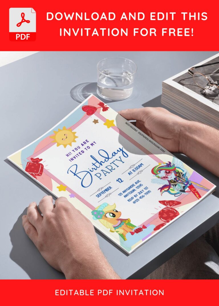 (Free Editable PDF) Delightful My Little Pony Candyland Birthday Invitation Templates