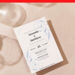 (Free Editable PDF) Dreamy Blue Leaf Wedding Invitation Templates