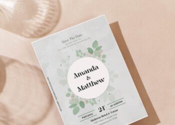 (Free Editable PDF) Striking Greenery Frame Wedding Invitation Templates
