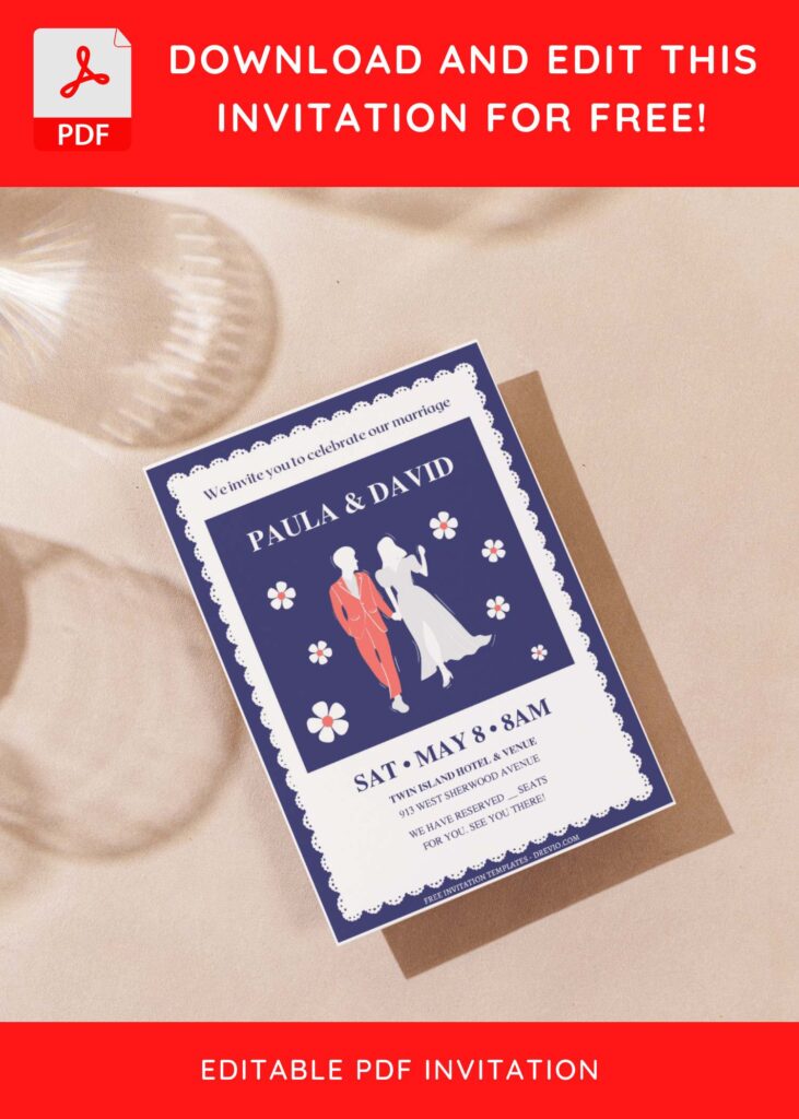 (Free Editable PDF) Cute And Unique Wedding Invitation Templates G