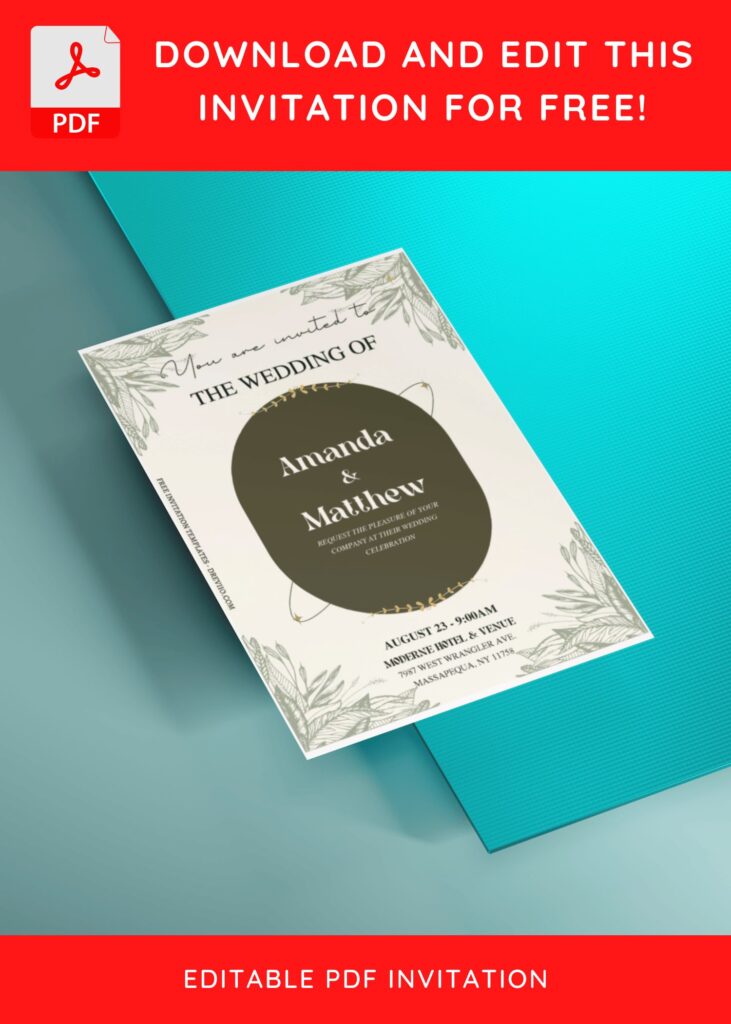 (Free Editable PDF) Stylish And Contemporary Wedding Invitation Templates J