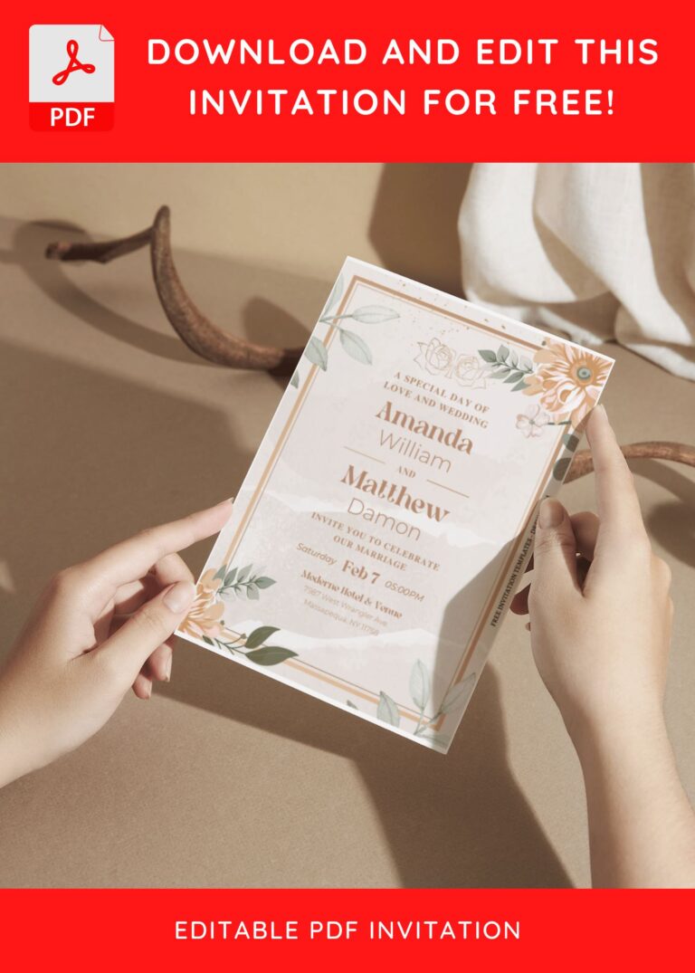 (Free Editable PDF) Whimsical Gerbera Daisy Wedding Invitation Templates