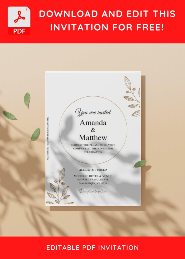 (Free Editable PDF) Minimalist Wedding Invitation Templates
