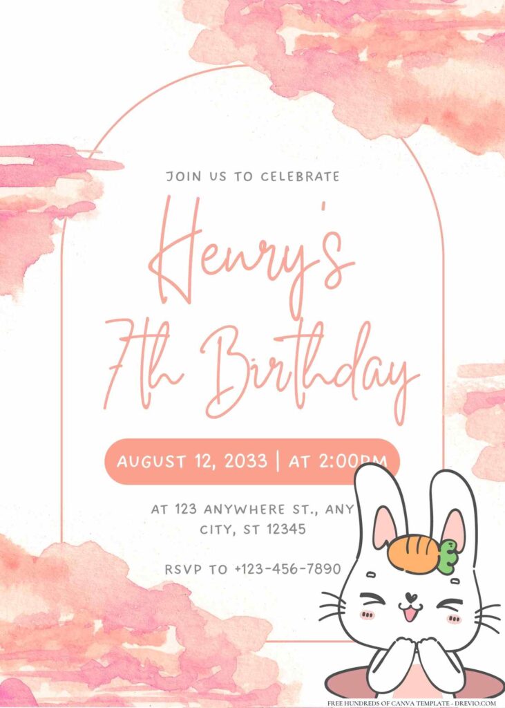FREE Editable Bunny Cute Birthday Invitation