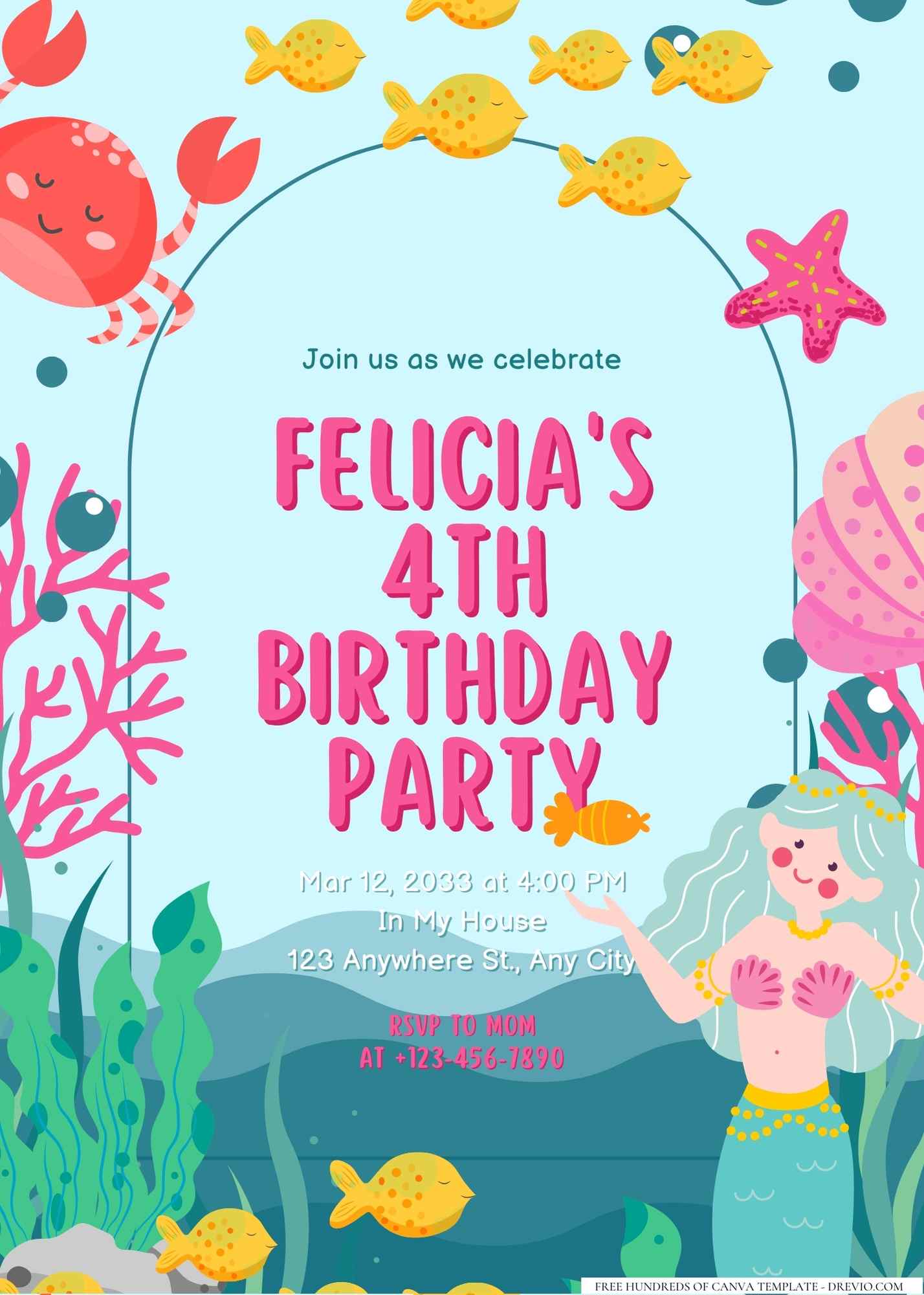 The Cutest Mermaid Birthday Invitation Templates for 2026 (16+ FREE Canva Designs)