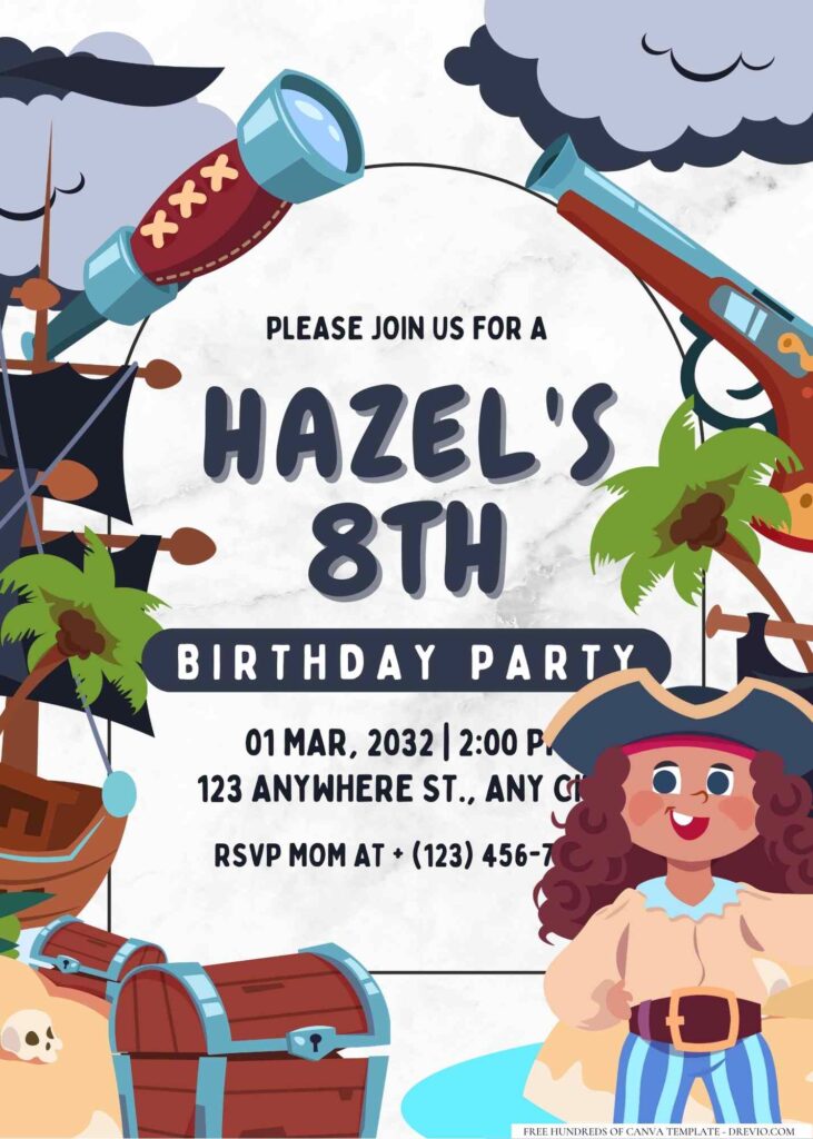 FREE Editable Pirates Birthday Invitation