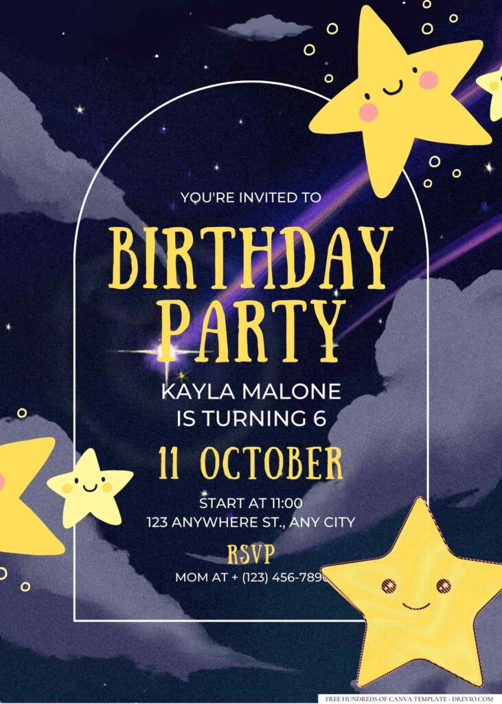 FREE Editable Twinkle Twinkle Little Star Birthday Invitation 