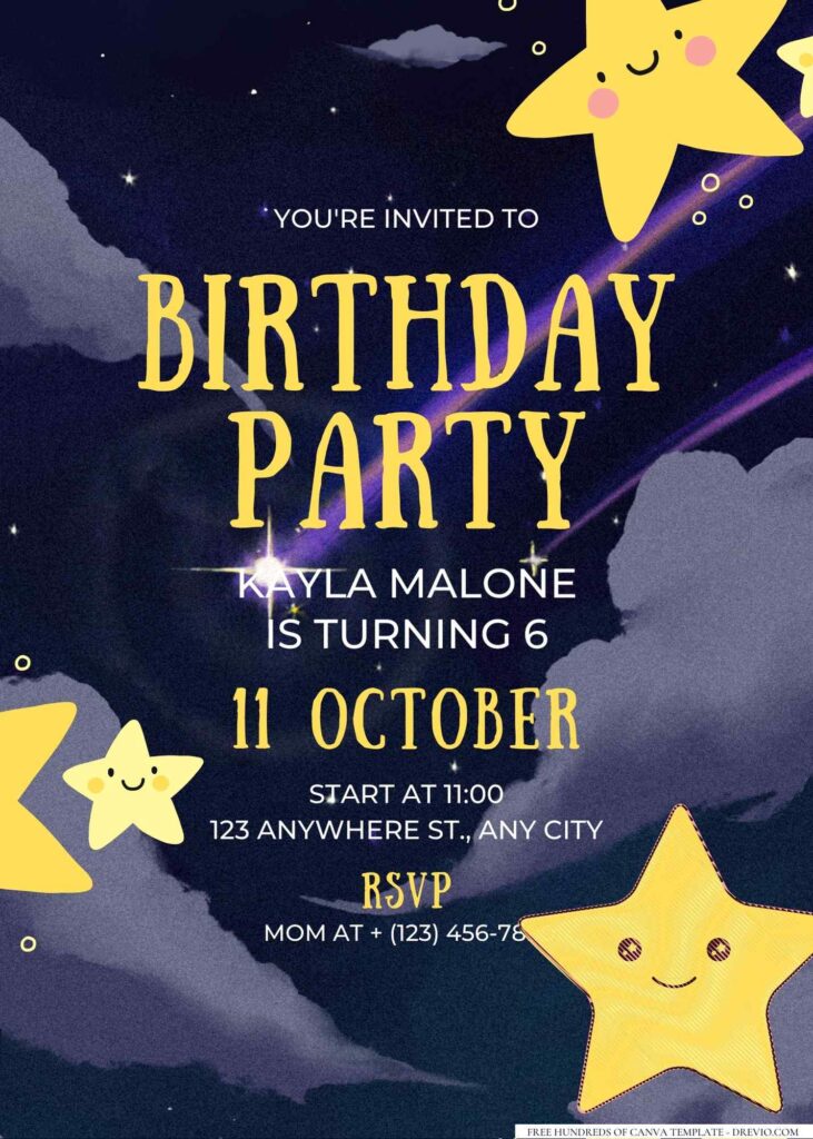 FREE Editable Twinkle Twinkle Little Star Birthday Invitation 