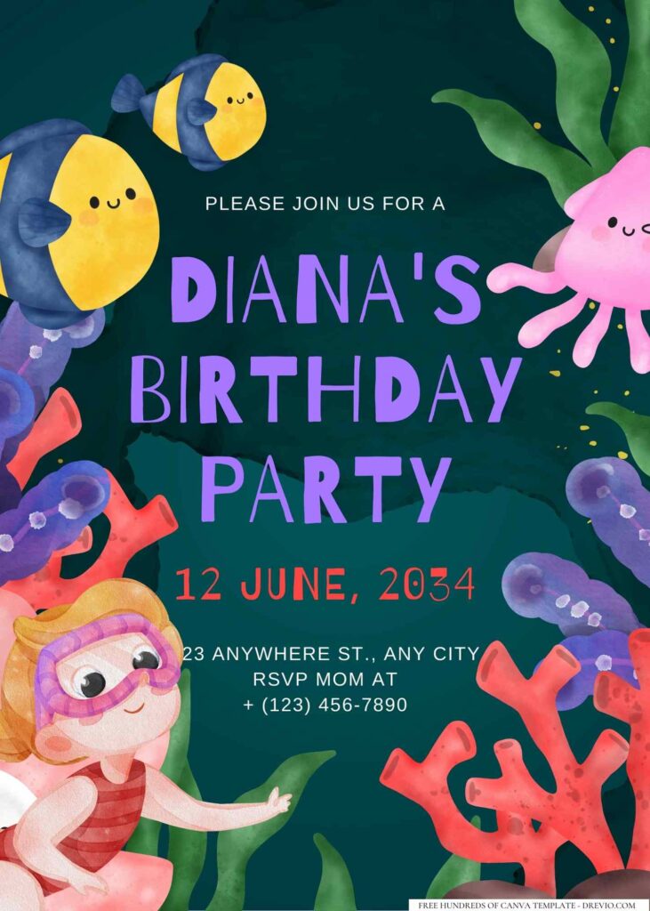 FREE Editable Under the Sea Birthday Invitation
