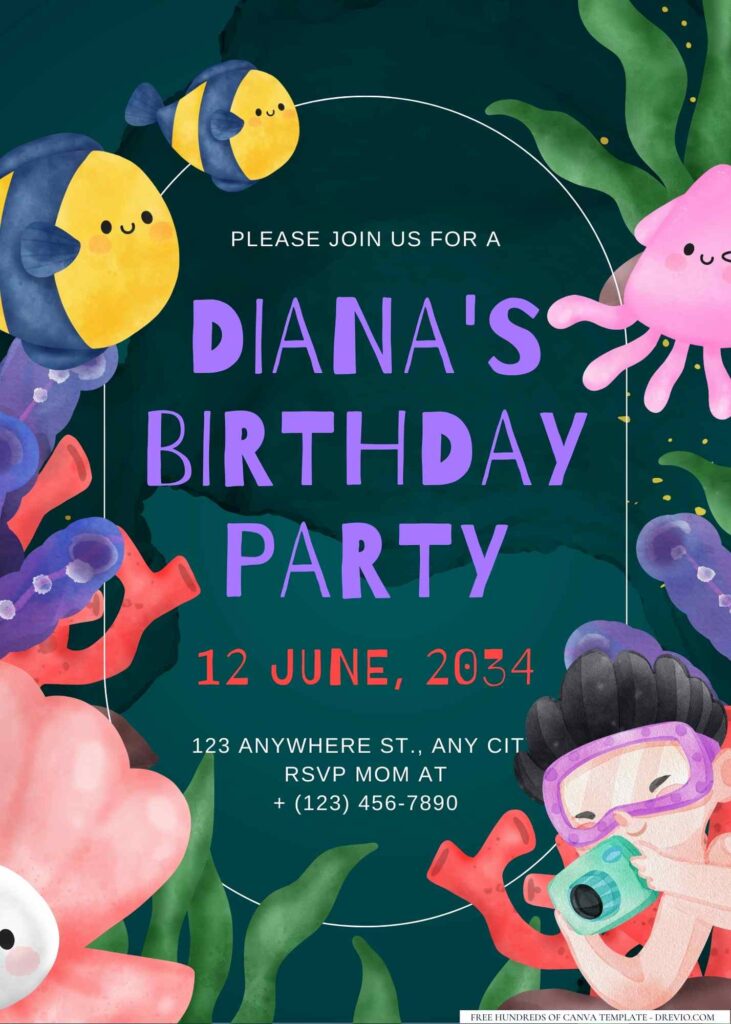 FREE Editable Under the Sea Birthday Invitation