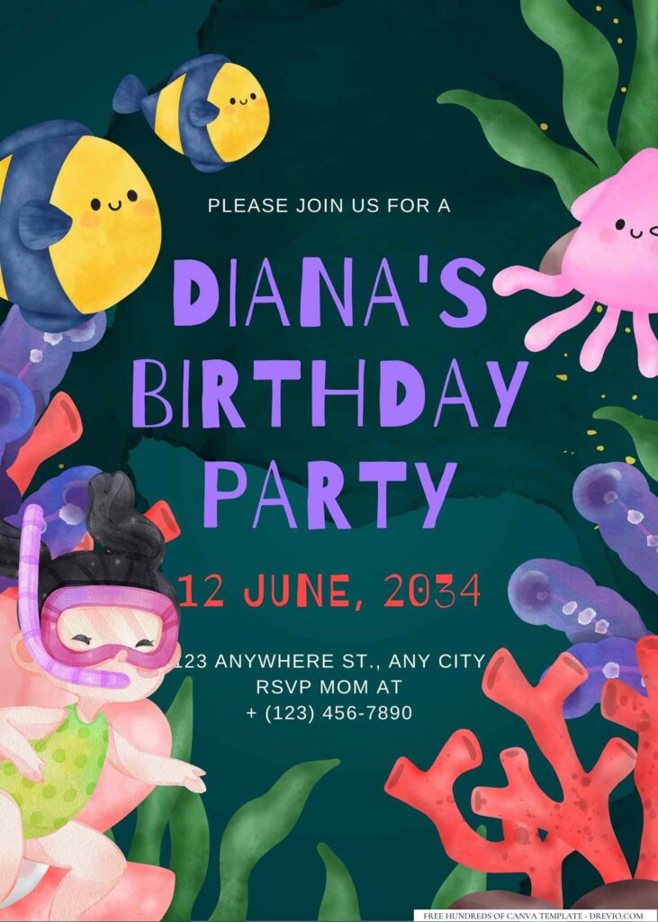 FREE Editable Under the Sea Birthday Invitation
