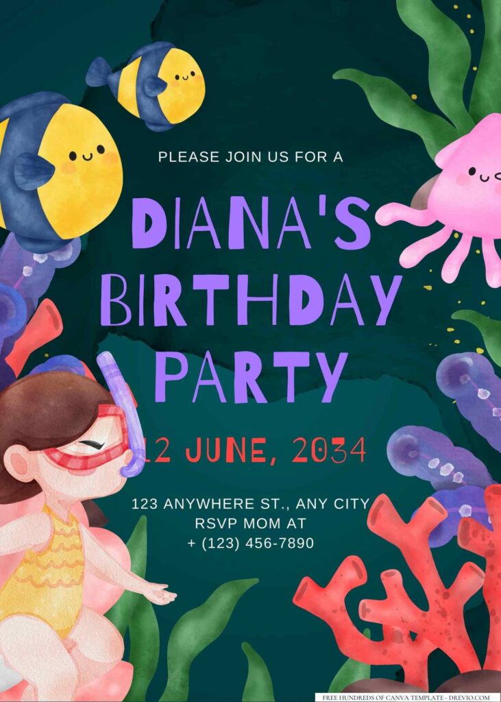 FREE Editable Under the Sea Birthday Invitation
