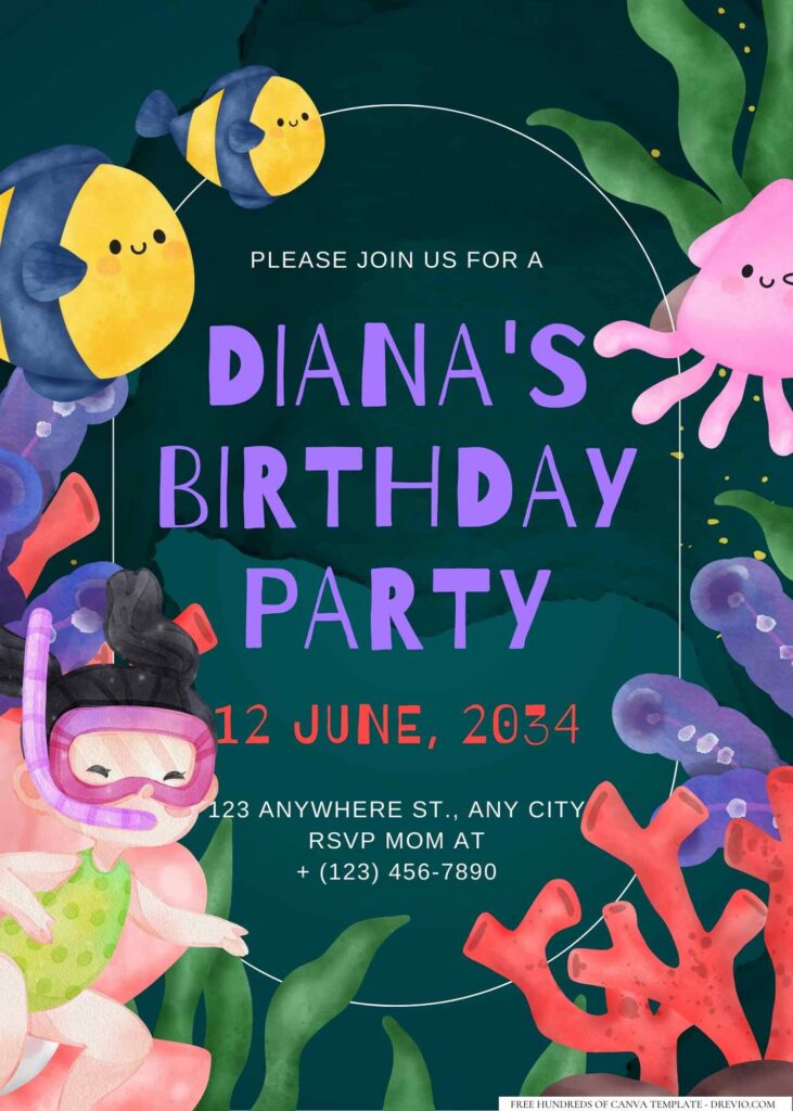 FREE Editable Under the Sea Birthday Invitation