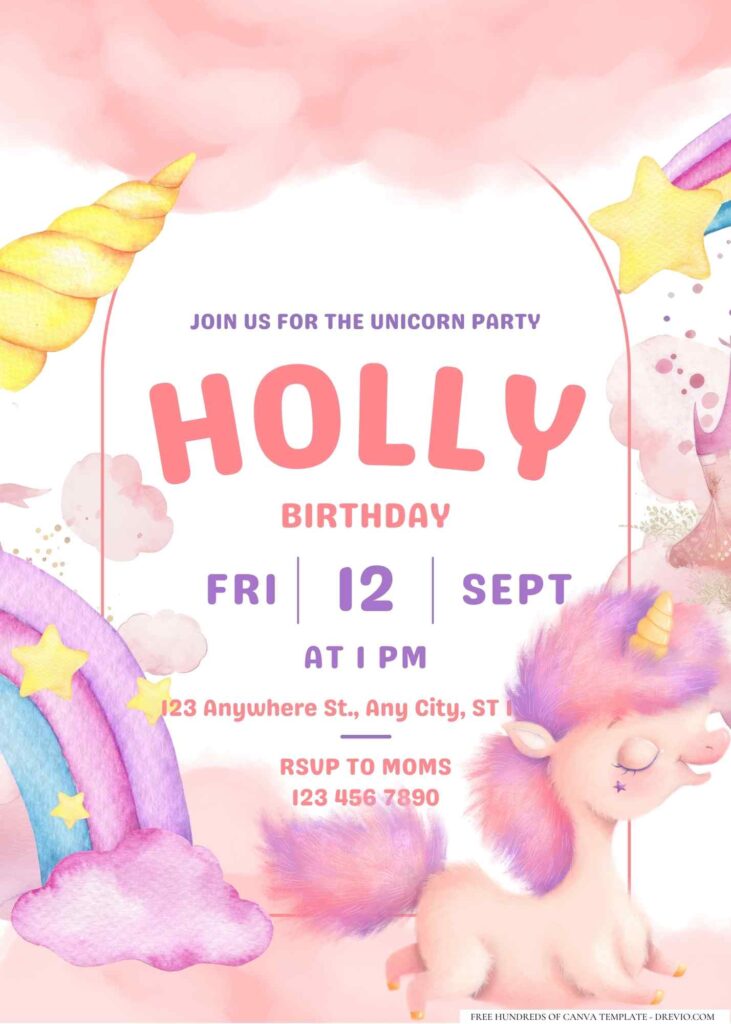 FREE Editable Unicorn Birthday Invitation