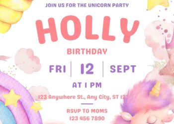 FREE Editable Unicorn Birthday Invitation