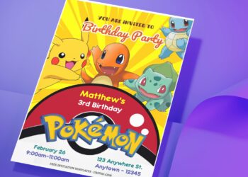 (Free Editable PDF) Get Ready To Evolve Pokemon Birthday Invitation Templates with Bulbasaur