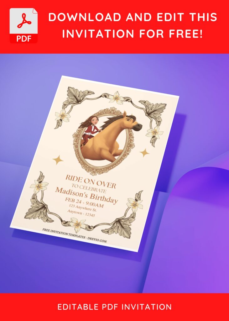 (Free Editable PDF) Happy Trail Spirit Riding Birthday Invitation Templates J