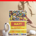 (Free Editable PDF) Play And Party Building Block Lego Birthday Invitation Templates