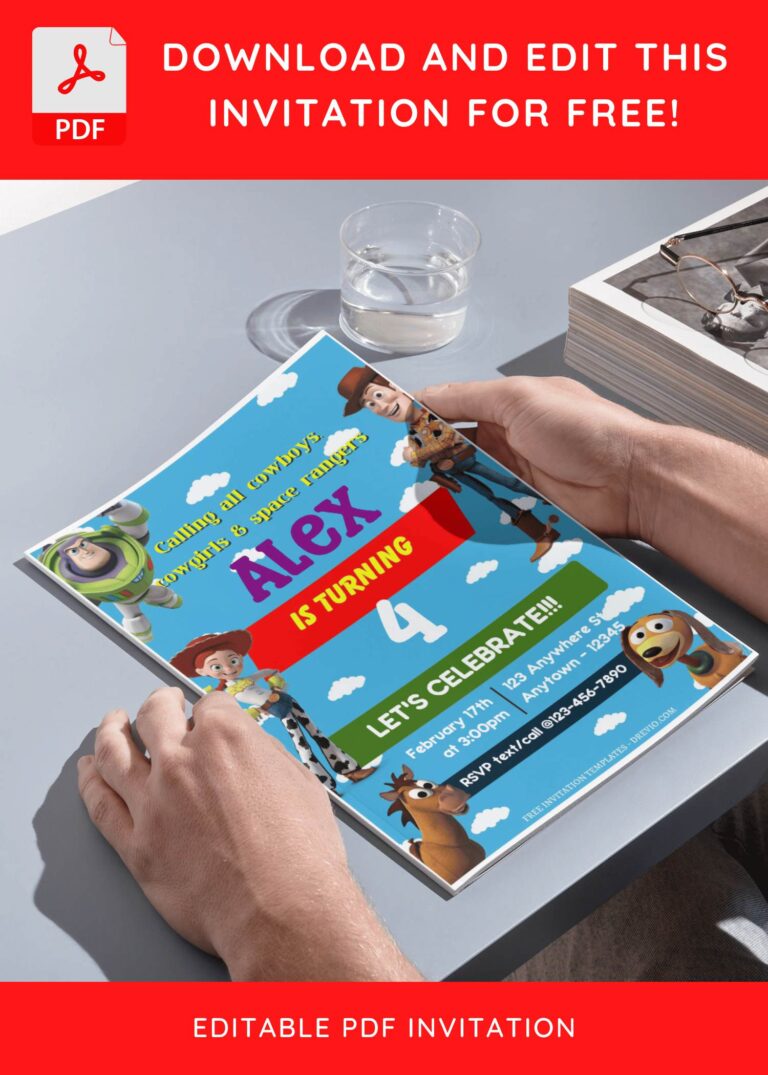 (Free Editable PDF) Party Time With Toy Story Birthday Invitation Templates