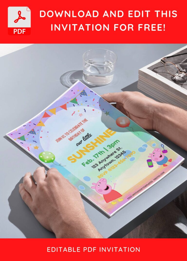 (Free Editable PDF) Oink-Oink Hooray! Peppa Pig Birthday Invitation Templates