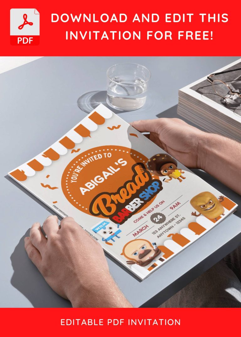 (Free Editable PDF) Adorable Bread & Barber Shop Birthday Invitation Templates H