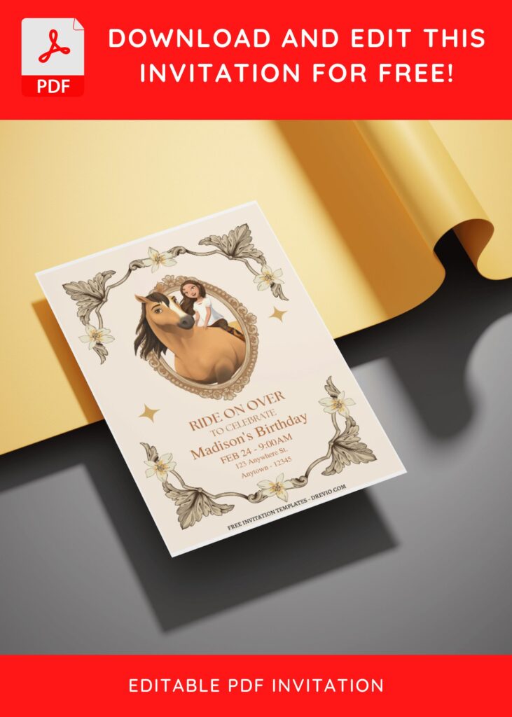 (Free Editable PDF) Happy Trail Spirit Riding Birthday Invitation Templates with editable text