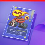 (Free Editable PDF) Vroom-Vroom Blaze & Monster Machine Birthday Invitation Templates