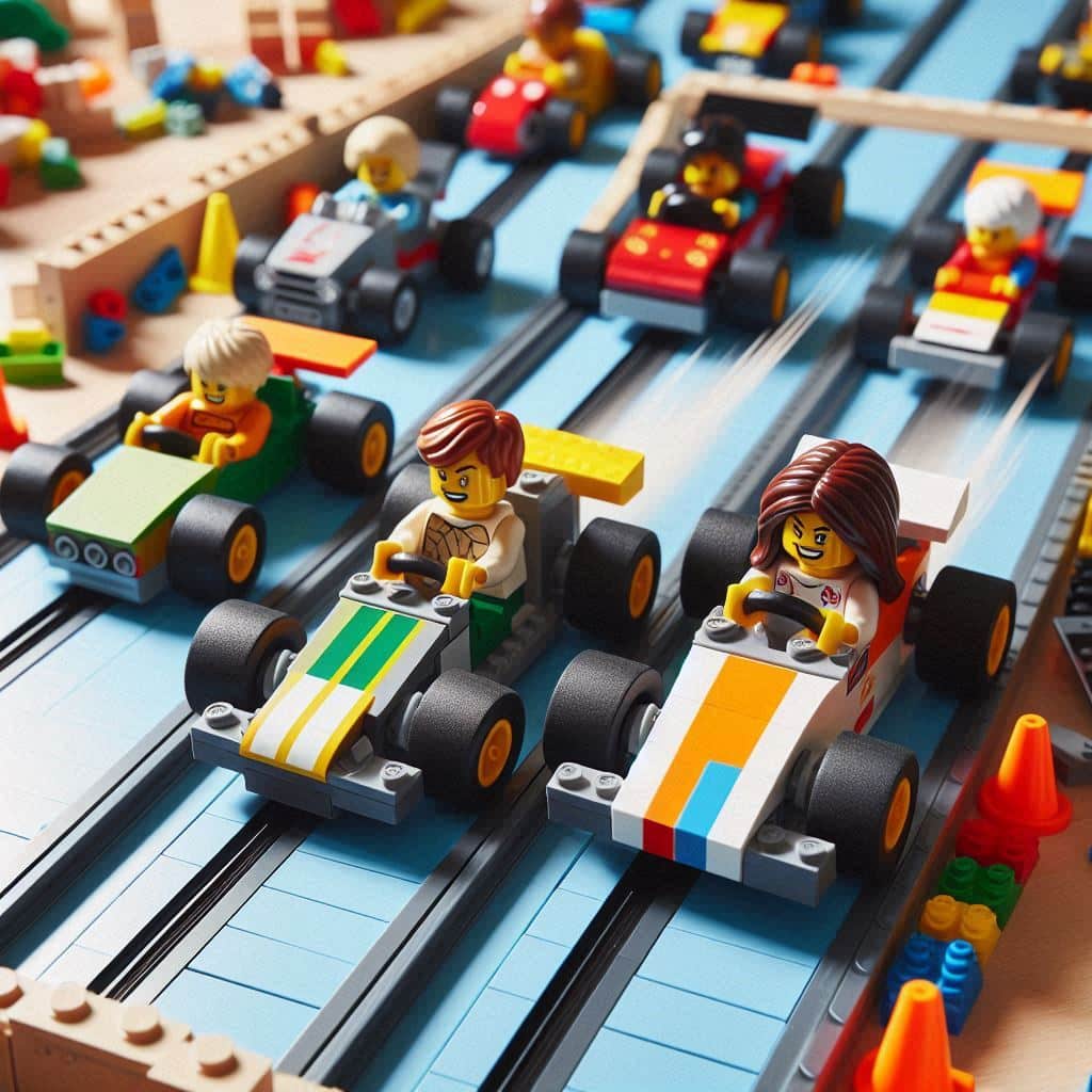 Lego Car Races on track