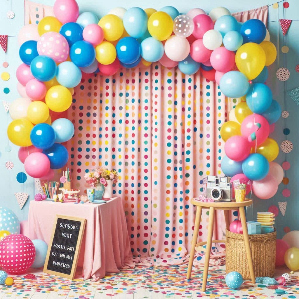 Sesame Street Birthday Party Decor with colorful balloon arch