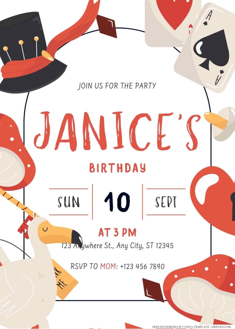FREE Editable Alice in Wonderland Birthday Invitation