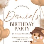 20+ Brown Teddy Birthday Invitation Templates