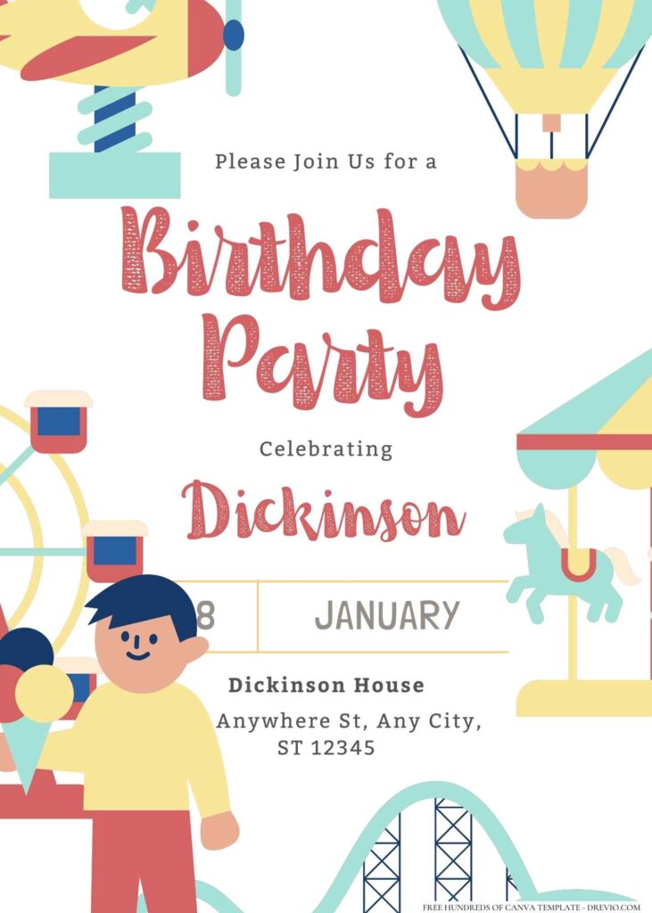 FREE Editable Carnival Party Birthday Invitation