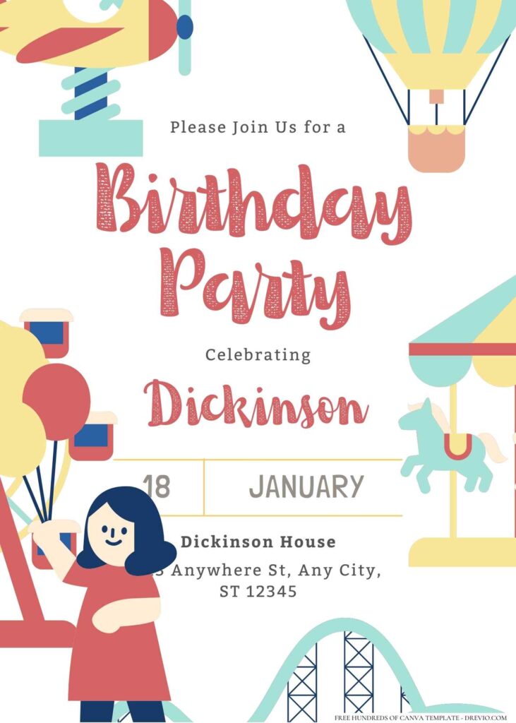 FREE Editable Carnival Party Birthday Invitation