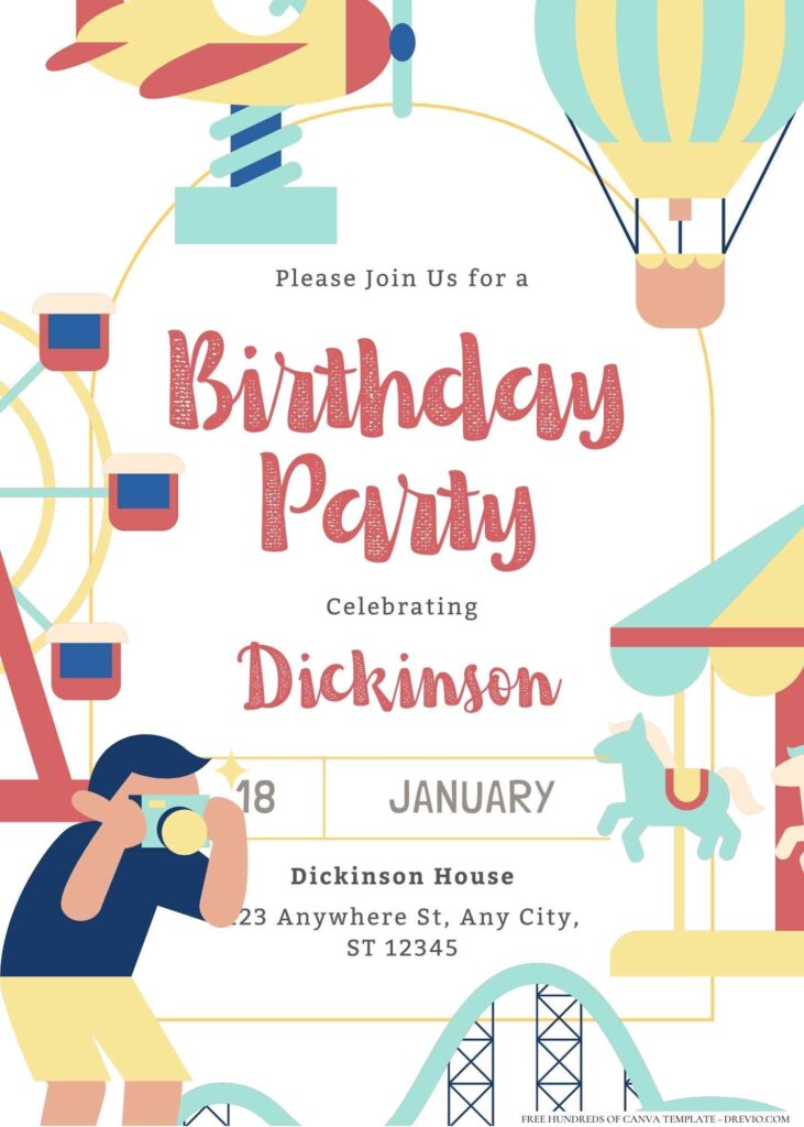 FREE Editable Carnival Party Birthday Invitation