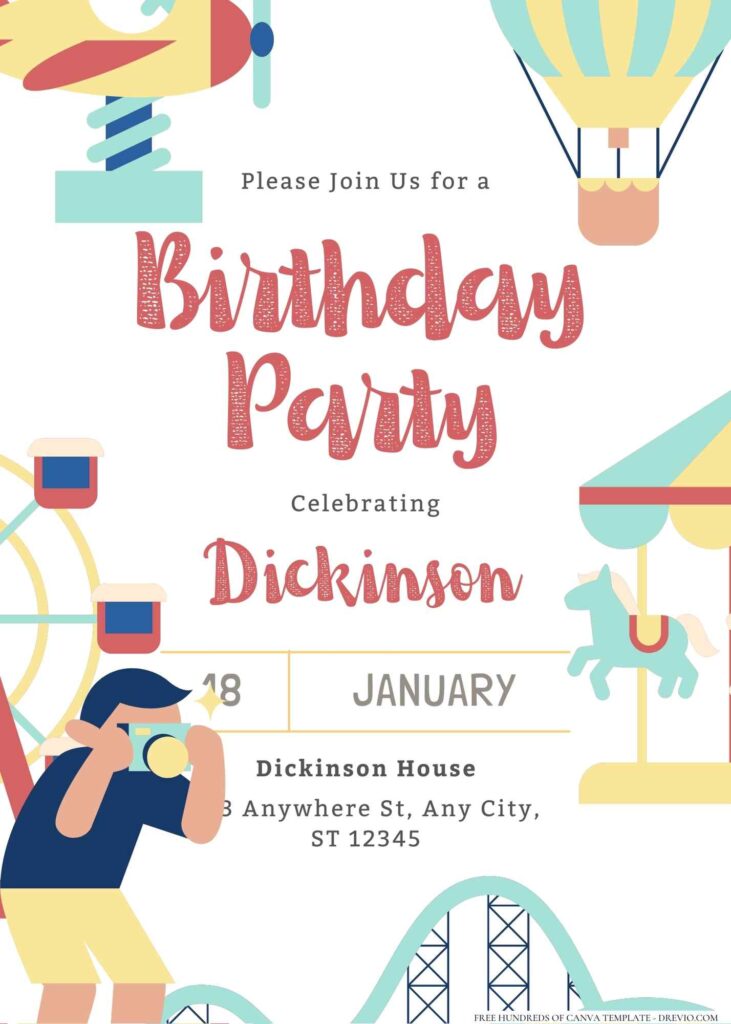 FREE Editable Carnival Party Birthday Invitation