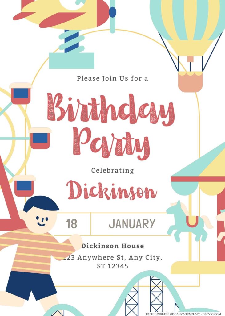 FREE Editable Carnival Party Birthday Invitation