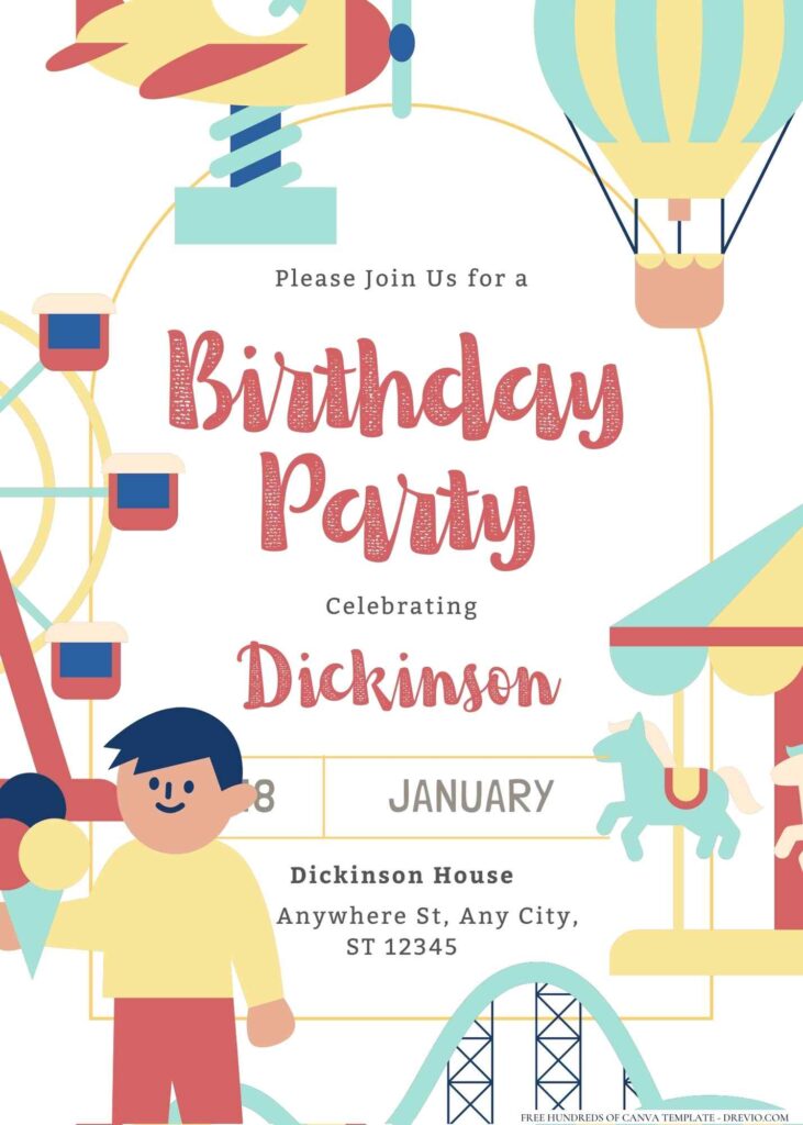 FREE Editable Carnival Party Birthday Invitation
