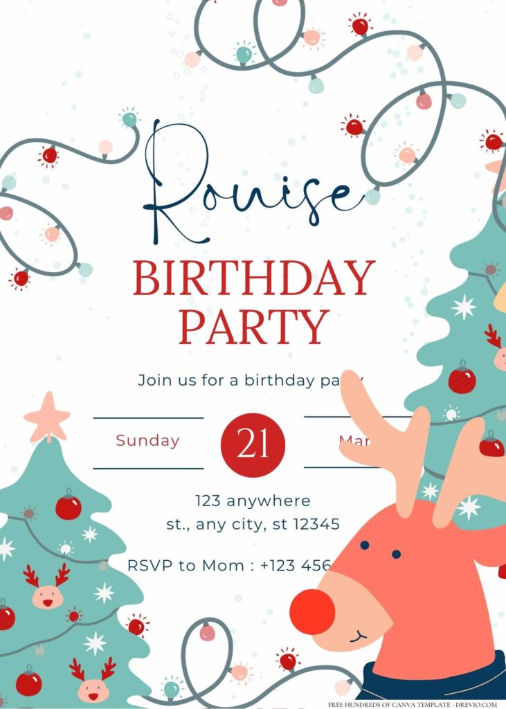 FREE Editable Cutesy Winter Snow Birthday Invitation