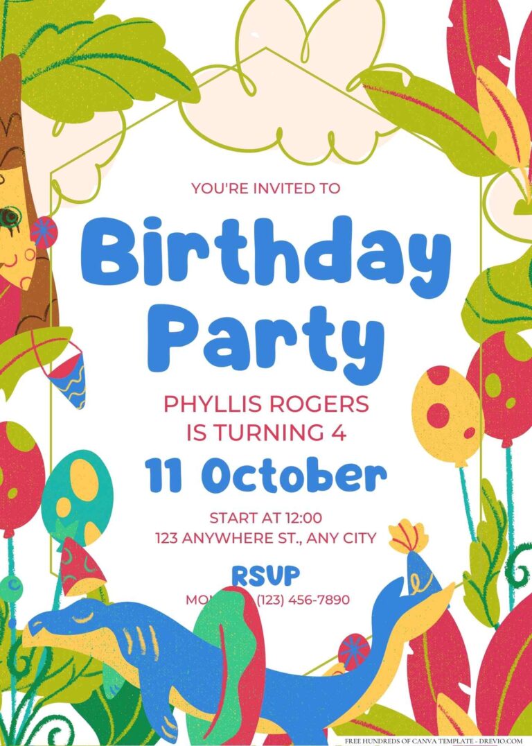 FREE Editable Dinosaur Adventure Birthday Invitation