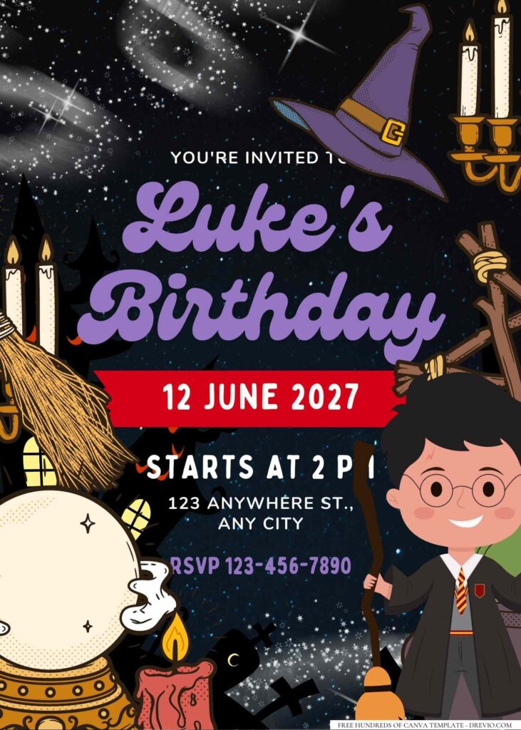 FREE Editable Harry Potter Birthday Invitation