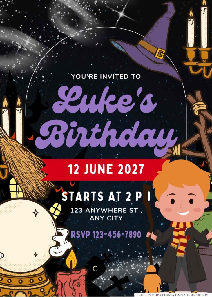 FREE Editable Harry Potter Birthday Invitation