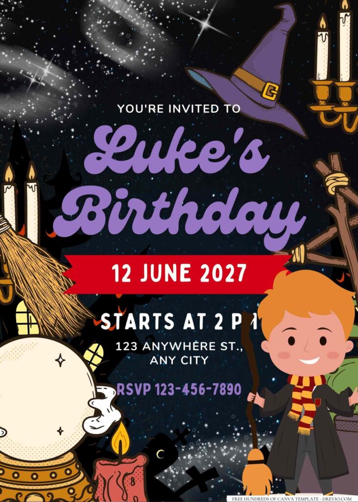 FREE Editable Harry Potter Birthday Invitation