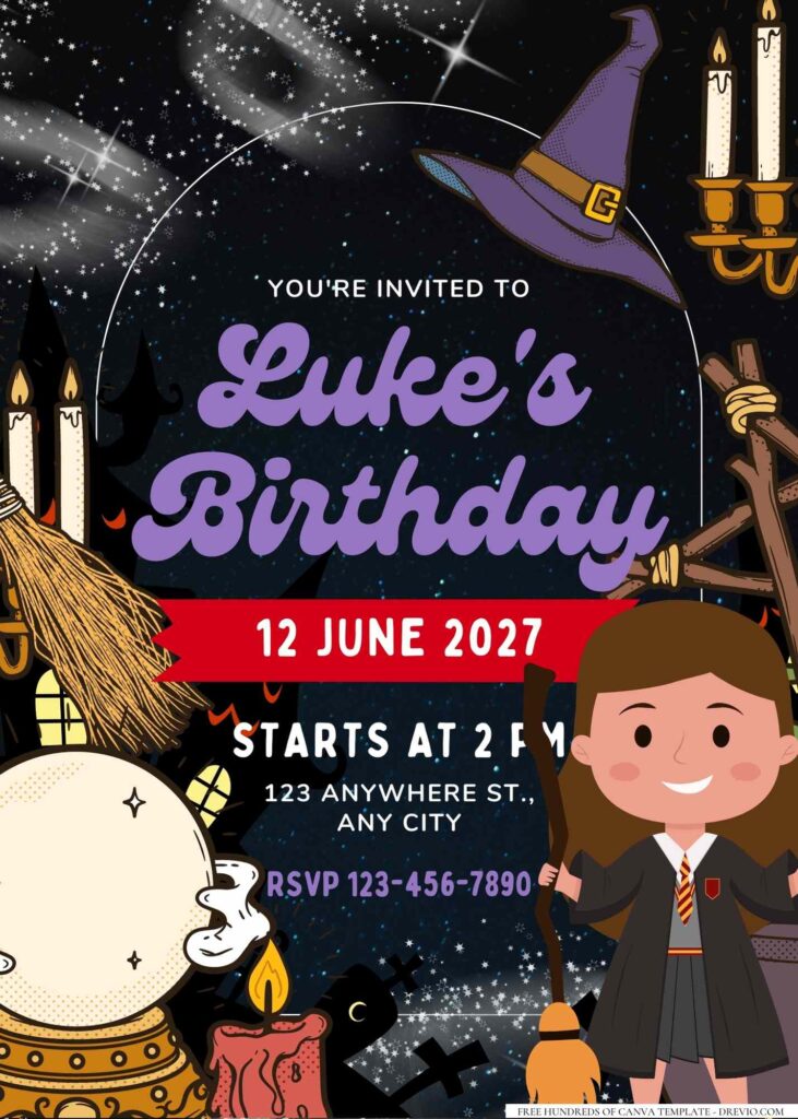 FREE Editable Harry Potter Birthday Invitation