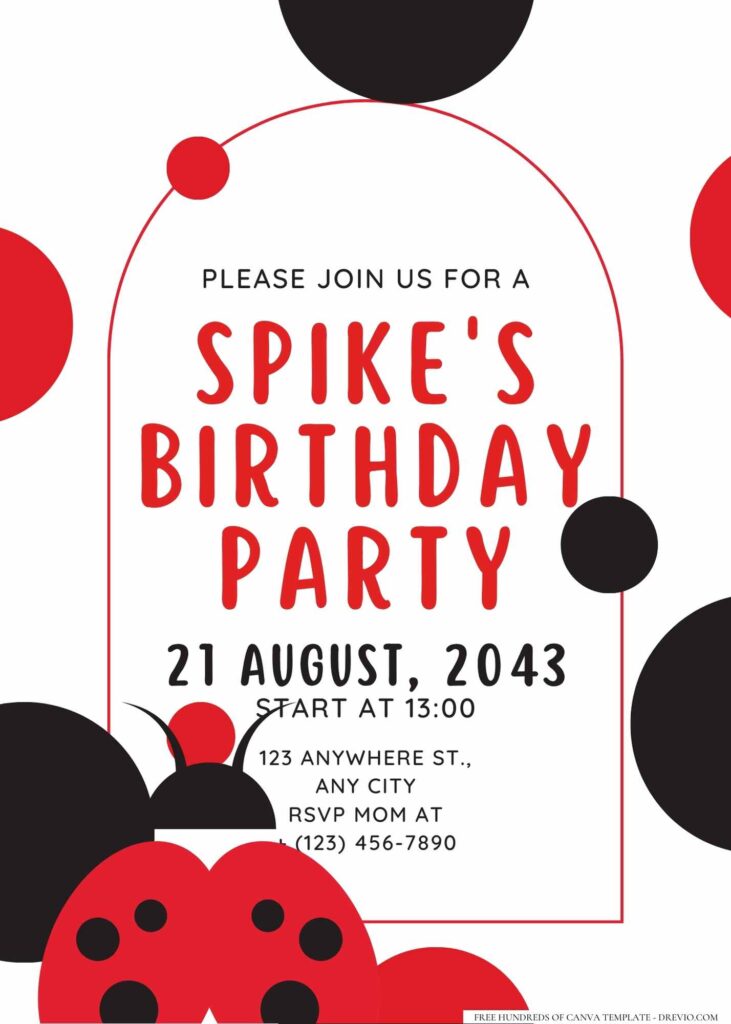 FREE Editable Ladybug Birthday Invitation