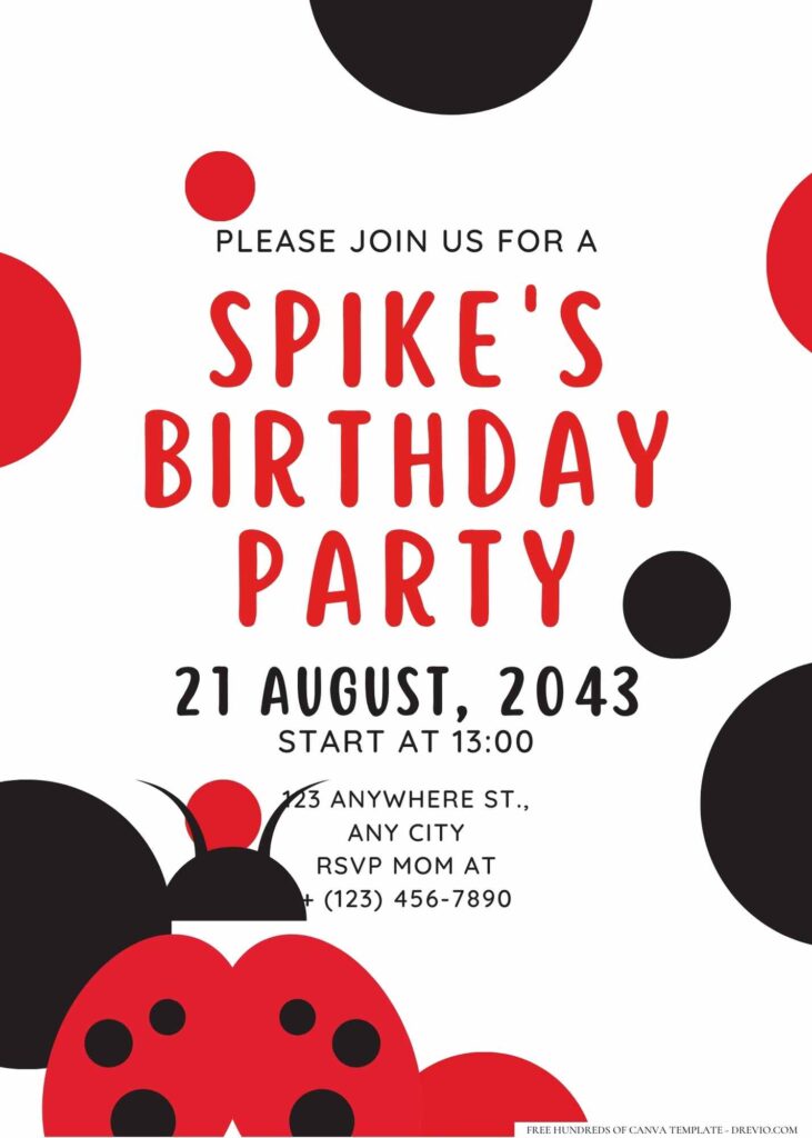 FREE Editable Ladybug Birthday Invitation