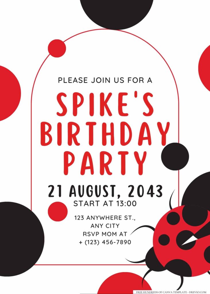 FREE Editable Ladybug Birthday Invitation