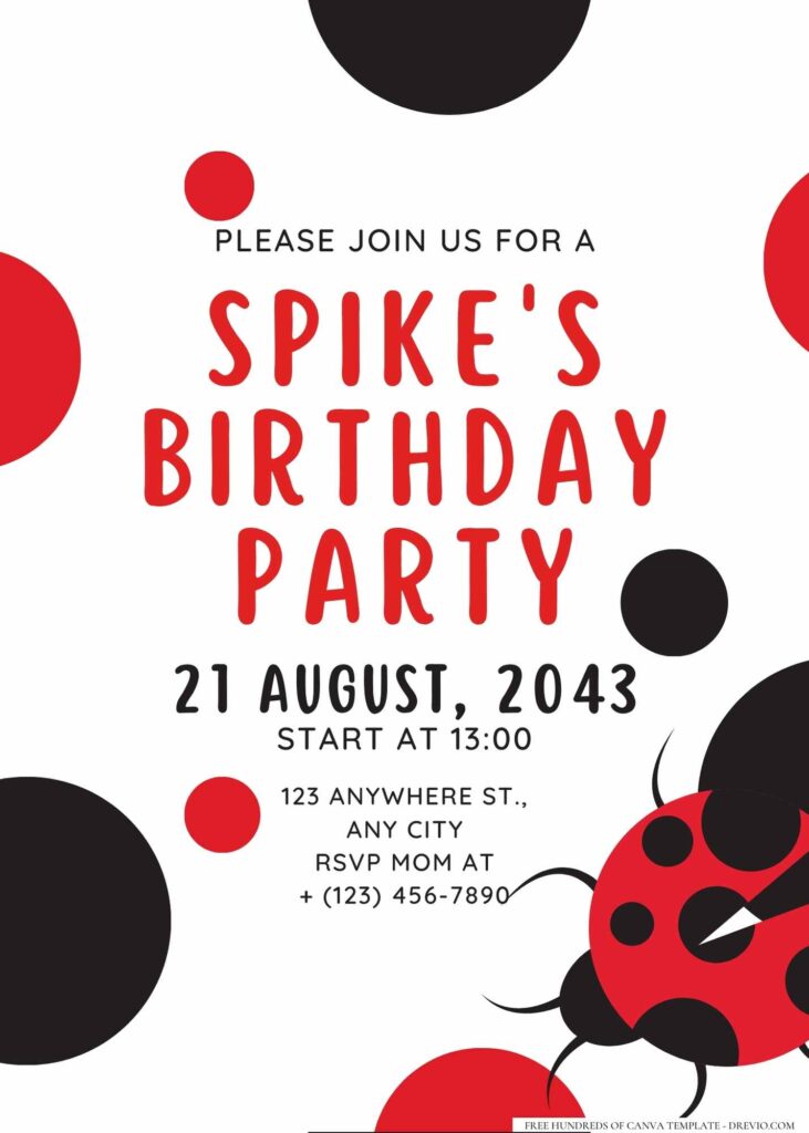 FREE Editable Ladybug Birthday Invitation