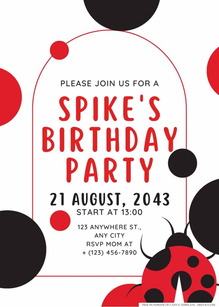 FREE Editable Ladybug Birthday Invitation