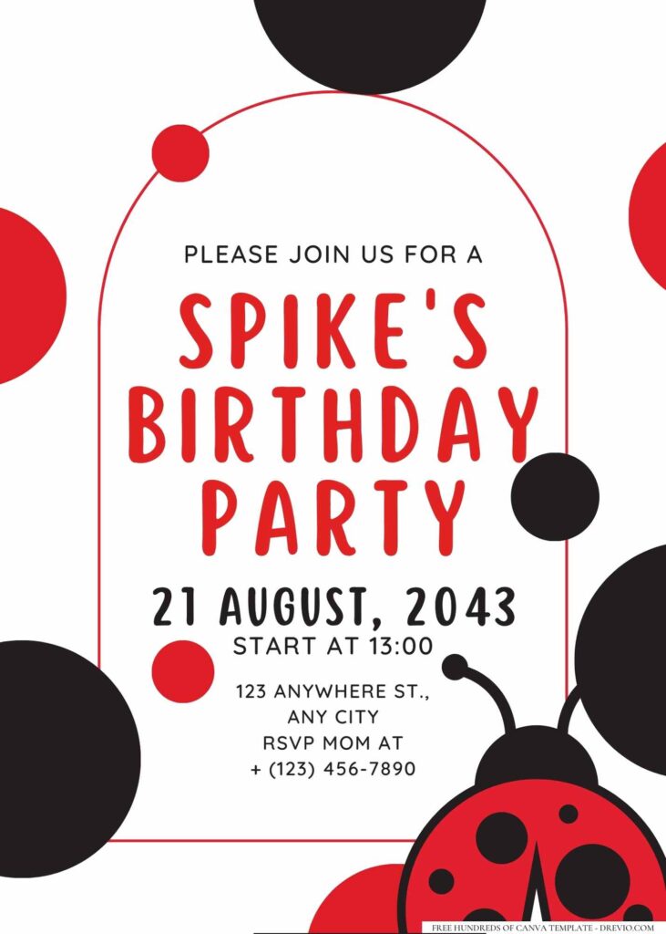 FREE Editable Ladybug Birthday Invitation