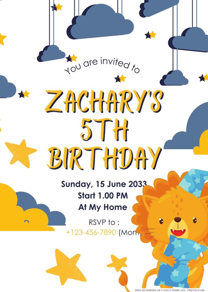 FREE Editable Moon and Stars Birthday Invitation